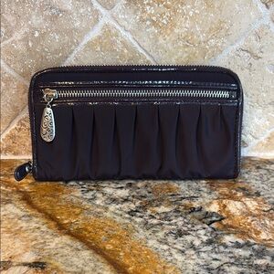 Vintage Brighton Dark Brown Nylon Zippered Wallet